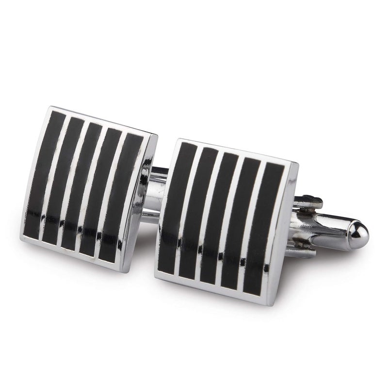 Kovove The Ace Stripes Black Coloured Cufflinks - Image 1