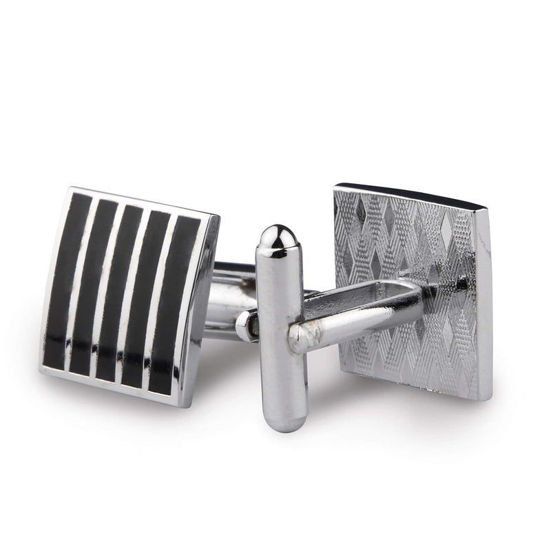 Kovove The Ace Stripes Black Coloured Cufflinks - Image 3