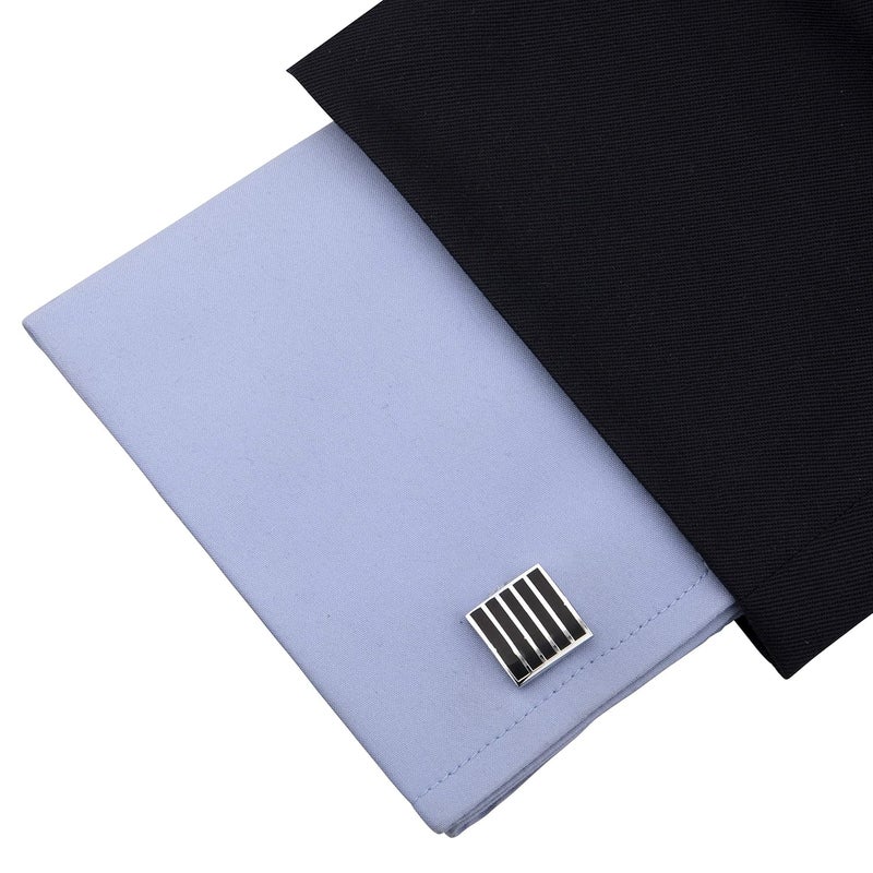 Kovove The Ace Stripes Black Coloured Cufflinks - Image 4