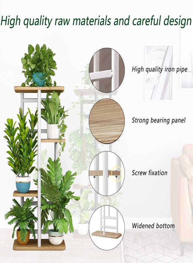LINZINAR Plant Stand 4 Tier 5 Potted Indoor Plant Shelf Multiple Stands for Garden Corner Balcony Living Room (4 Tier 5 Potted, White) - Image 5