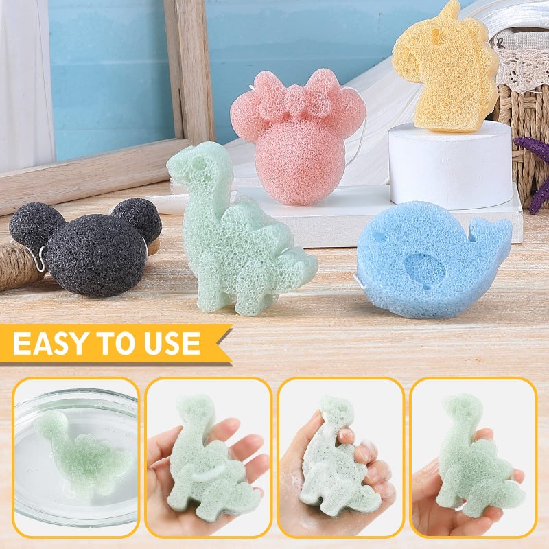 KECUCO Konjac Baby Bath Sponge for Bathing, Classic Shapes Natural Bath Sponges for Infants, Toddler, Newborns, Natural and Safe Plant-Based Konjac Baby Bath Accessories, 5PCS (Set-1) - Image 5