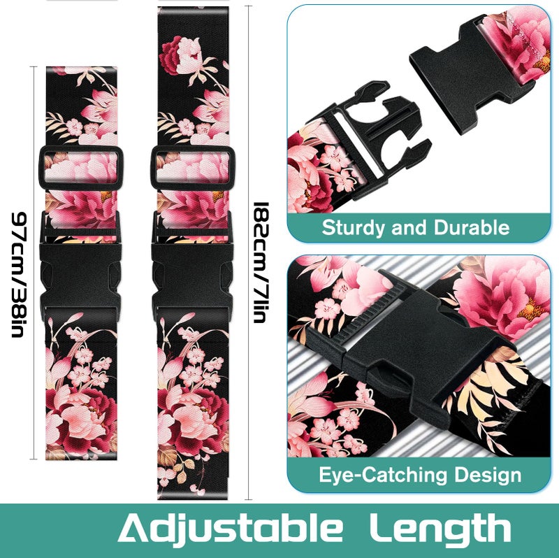 Slohif Luggage Straps for Suitcases Travel Belt Accessories Luggage Connector Identifiers Over Handle with Buckle Unique Nylon Adjustable Strap for Sleeping Bag Car Seat Black(2 Pack) - Image 2