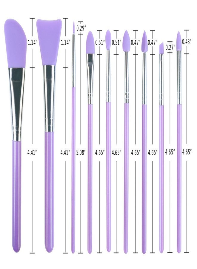 LORMAY 9 Pcs Silicone Makeup Brush Set: Applicator for Face Care, Eyeliner, Eyebrow, Eye Shadow, Lip Makeup and UV Epoxy Resin Crafts (Purple) - Image 2