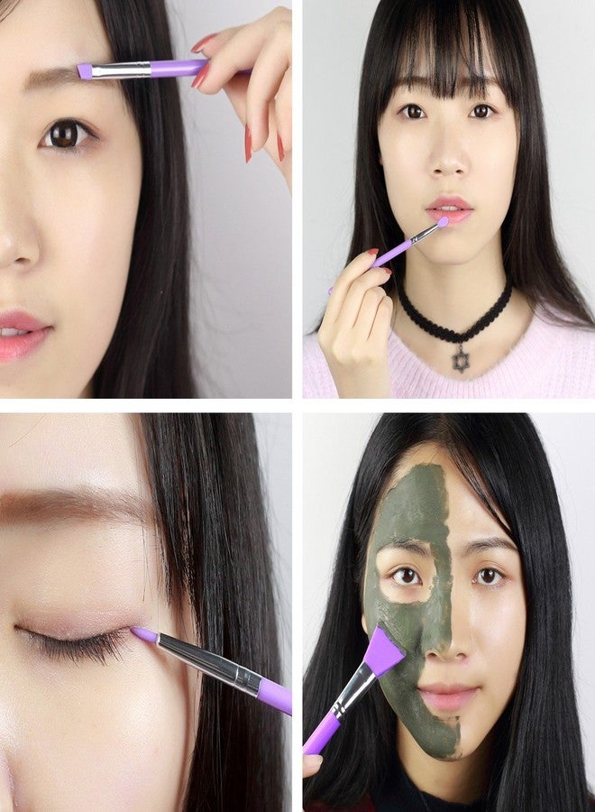 LORMAY 9 Pcs Silicone Makeup Brush Set: Applicator for Face Care, Eyeliner, Eyebrow, Eye Shadow, Lip Makeup and UV Epoxy Resin Crafts (Purple) - Image 4