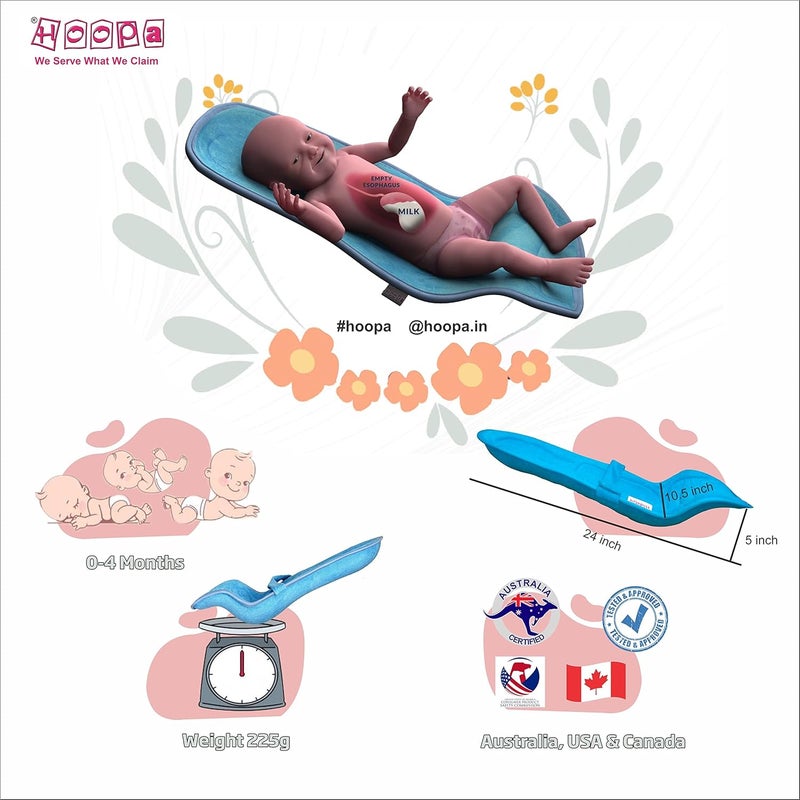 HOOPA وسادة تغذية HOOPA 2 في 1 مع مرتبة قطنية ناعمة (زرقاء) | وسادة رضاعة | حامل رضيع | حديثي الولادة حتى 4 أشهر | دعم كامل للجسم | وسادة للرضاعة | وسادة للأطفال - Image 4