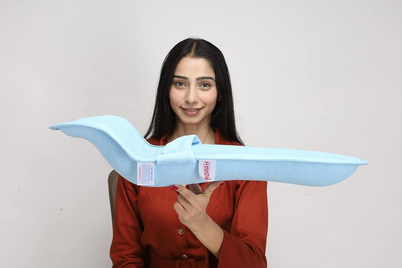 HOOPA وسادة تغذية HOOPA 2 في 1 مع مرتبة قطنية ناعمة (زرقاء) | وسادة رضاعة | حامل رضيع | حديثي الولادة حتى 4 أشهر | دعم كامل للجسم | وسادة للرضاعة | وسادة للأطفال - Image 3