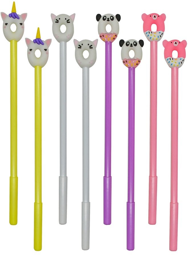 Maydahui 12 PCS Cute Animal Donuts Gel Pen Fun Food Pens Panda Bear Cat Unicorn Style Black Ink for Party School Office Supplies - Image 1