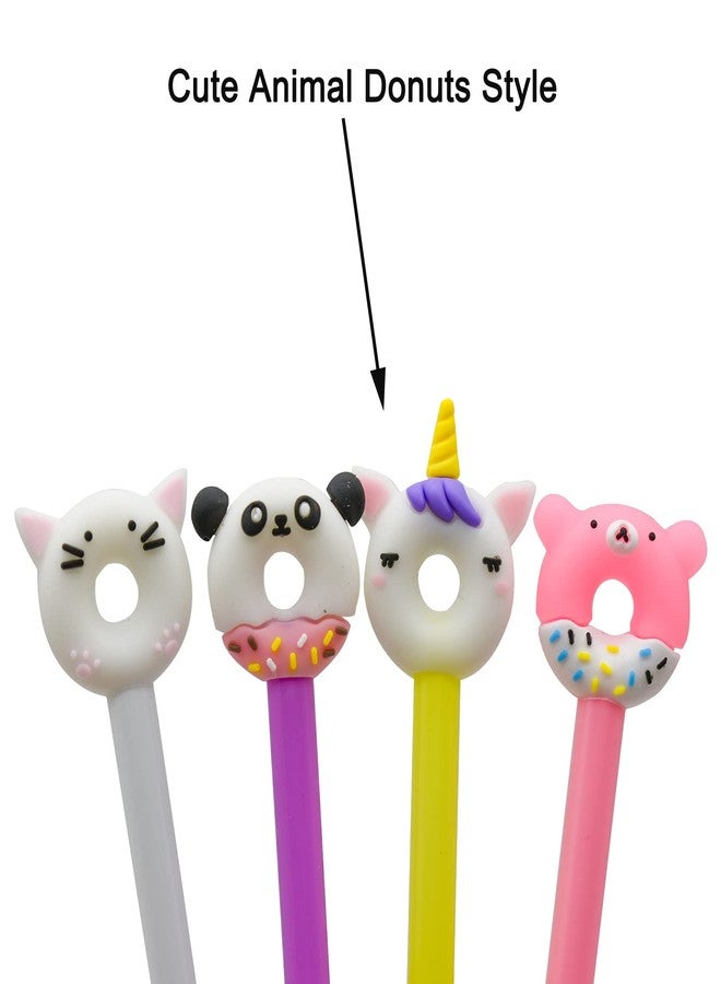 Maydahui 12 PCS Cute Animal Donuts Gel Pen Fun Food Pens Panda Bear Cat Unicorn Style Black Ink for Party School Office Supplies - Image 3