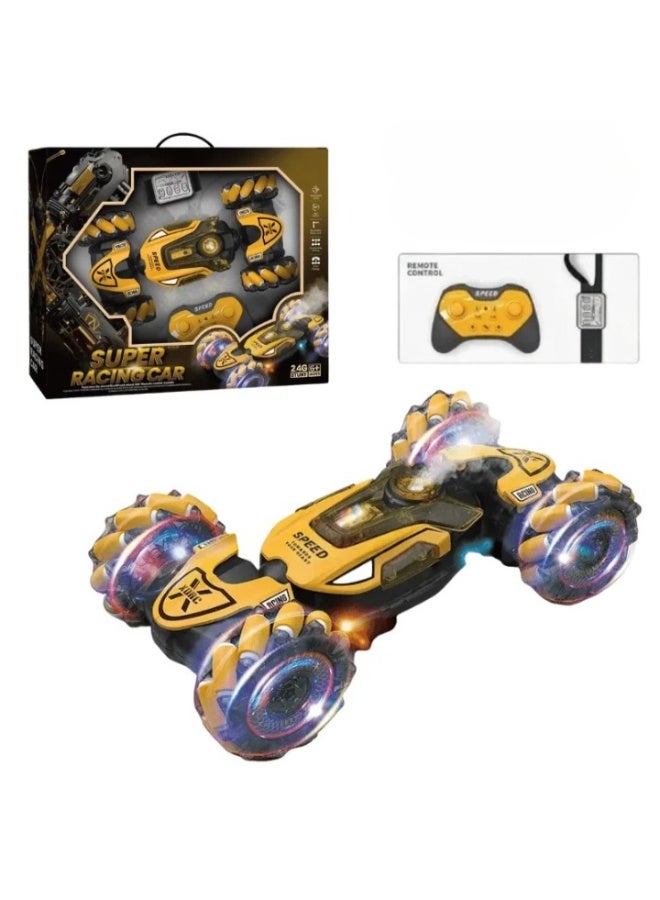 حديقة الألعاب سيارة يتم التحكم فيها عن بعد بتردد 2.4 جيجاهرتز مع مولد بخار وأضواء وموسيقى، سيارة تحكم عن بعد قابلة لإعادة الشحن بجهد 3.7 فولت مع عجلات دوارة، مركبة تحكم عن بعد متعددة الاتجاهات بتصميم أنيق، لعبة ممتعة وتعليمية للأولاد والبنات - Image 1