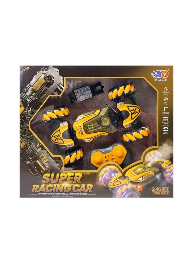 حديقة الألعاب سيارة يتم التحكم فيها عن بعد بتردد 2.4 جيجاهرتز مع مولد بخار وأضواء وموسيقى، سيارة تحكم عن بعد قابلة لإعادة الشحن بجهد 3.7 فولت مع عجلات دوارة، مركبة تحكم عن بعد متعددة الاتجاهات بتصميم أنيق، لعبة ممتعة وتعليمية للأولاد والبنات - Image 2