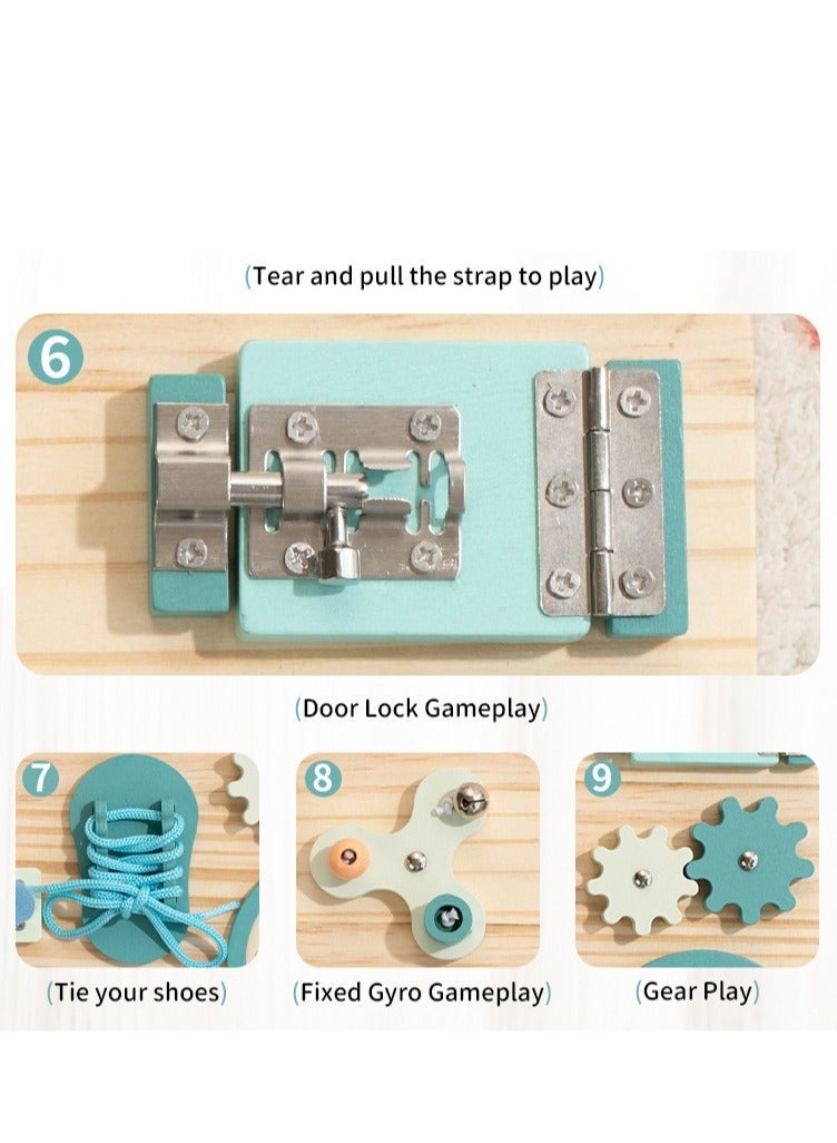 ساعات مونتيسوري، لوحات خشبية متعددة الوظائف لفتح الأبواب، ألعاب حسية للأطفال، أنشطة تعليمية، ألعاب وهدايا للأولاد والبنات من سن 3 و4 و5 و6 سنوات - Image 5