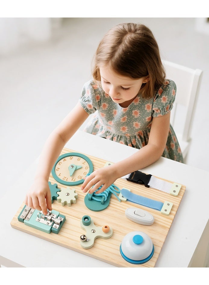 ساعات مونتيسوري، لوحات خشبية متعددة الوظائف لفتح الأبواب، ألعاب حسية للأطفال، أنشطة تعليمية، ألعاب وهدايا للأولاد والبنات من سن 3 و4 و5 و6 سنوات - Image 2