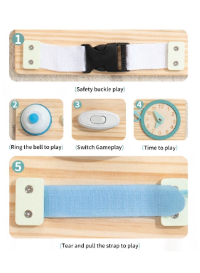 ساعات مونتيسوري، لوحات خشبية متعددة الوظائف لفتح الأبواب، ألعاب حسية للأطفال، أنشطة تعليمية، ألعاب وهدايا للأولاد والبنات من سن 3 و4 و5 و6 سنوات - Image 4