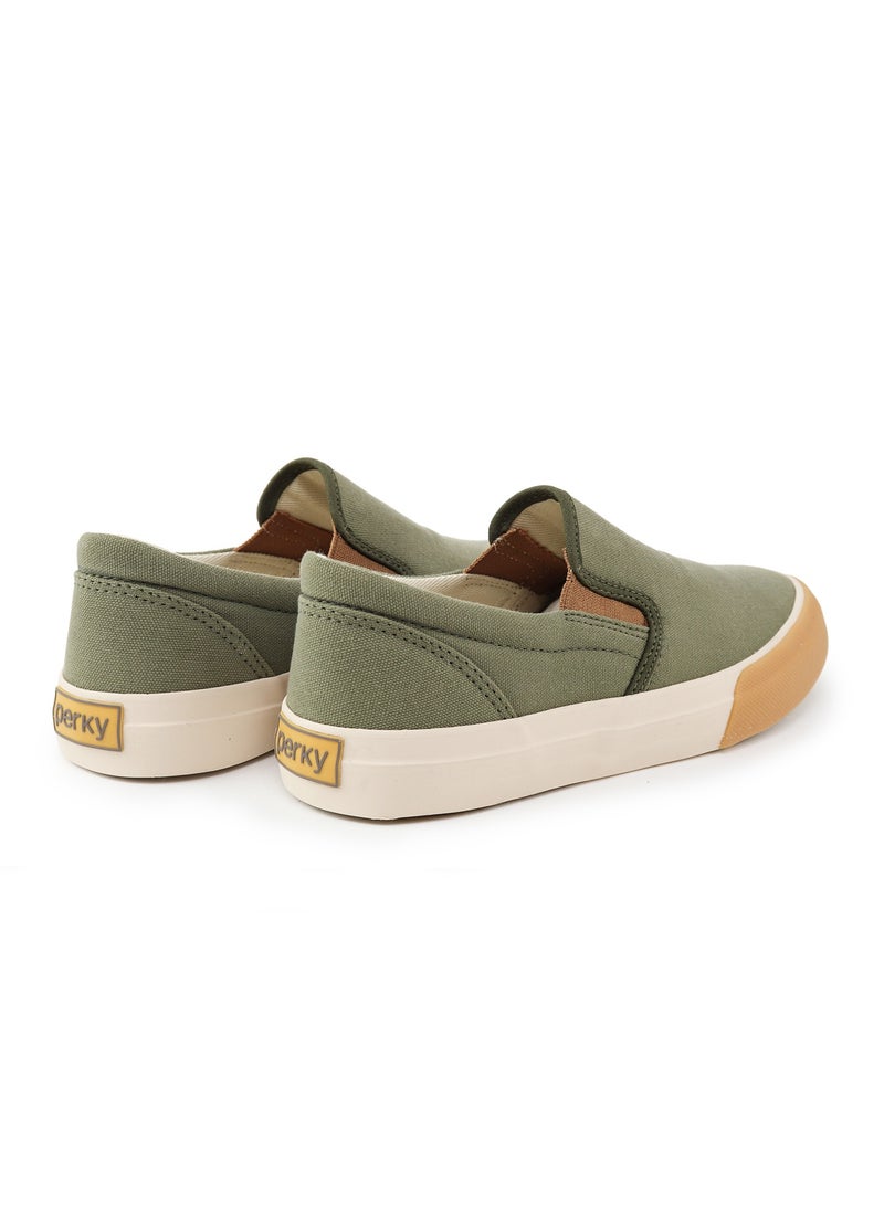 Perky Men's Slip-On Casual Sneakers - Green Olive  - Image 3