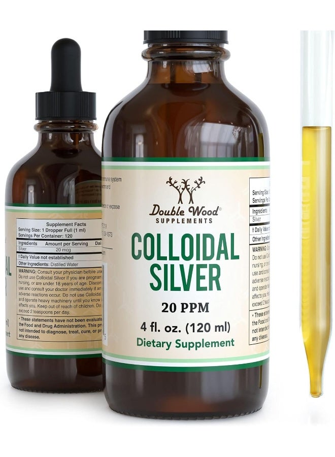 Double Wood Supplements Colloidal Silver Liquid 20 PPM - 4 Fl OZ - Image 1