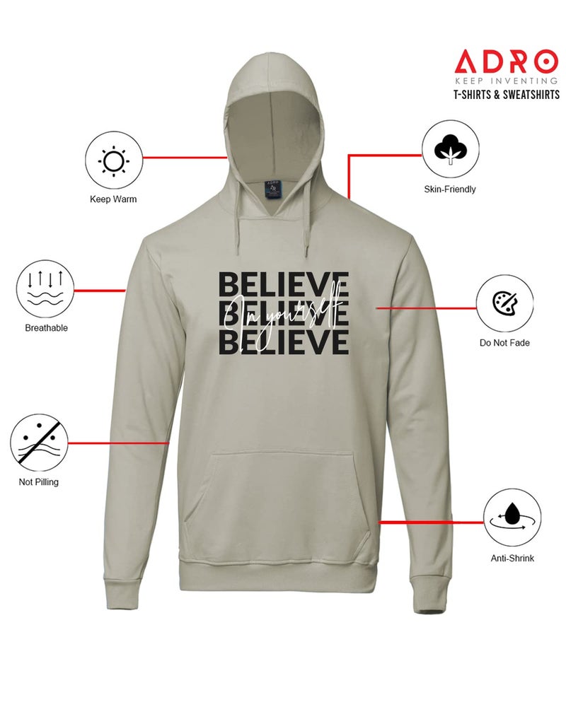 ADRO Men's Cotton Neck Hooded Sweatshirt (H22-M-INV-CH_Beige_XL) - Image 3