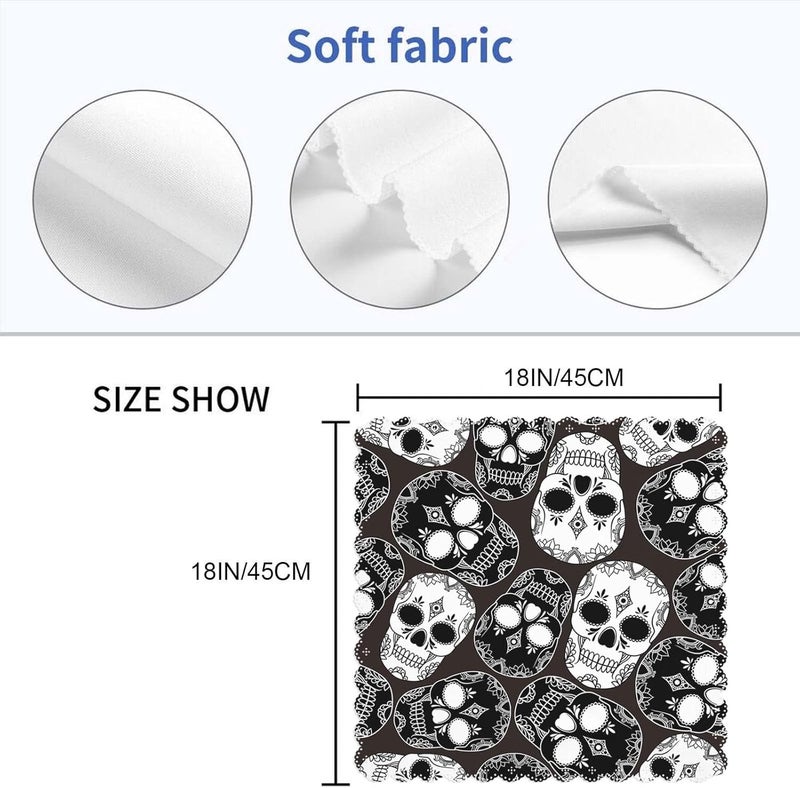 Yibeas Black and White Skull Cloth Napkins Set of 4 Soft Polyester Dinner Napkin for Family Restaurant Weddings Parties 18 x 18 inch - Image 2