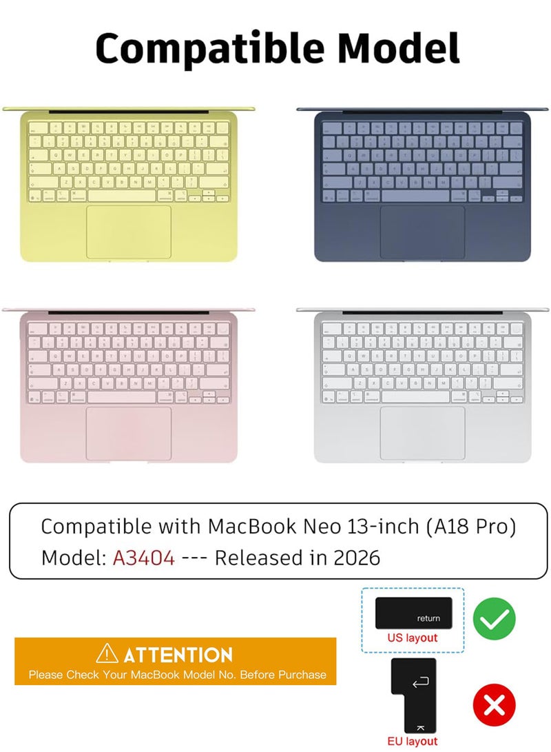 SJet Premium Keyboard Cover Ultra Thin Protector Skin for 2026 Macbook Neo 13'' A18 Pro Chip 512GB with Touch ID, US ANSI Layout - Image 2
