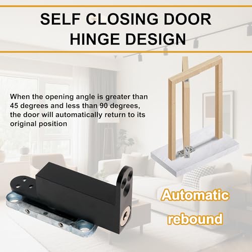 JAVOUKA Black Self Closing Pivot Hinge Heavy Duty Hidden Hinges for CommercialHome 360 Degree Shaft Stainless Steel Pivot Hinge for Wood Secret Door 2 Way Adjustable Hinges - Image 3