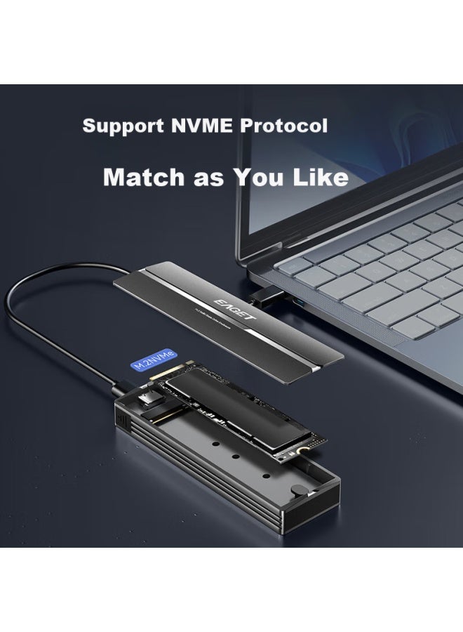 Eaget M.2 Nvme Solid State Drive Enclosure Type-c 3.2 External Hard Drive Enclosure For Laptop Apple 15 External Ssd Hard Drive Box Aluminum Alloy Heat Dissipation - Image 5