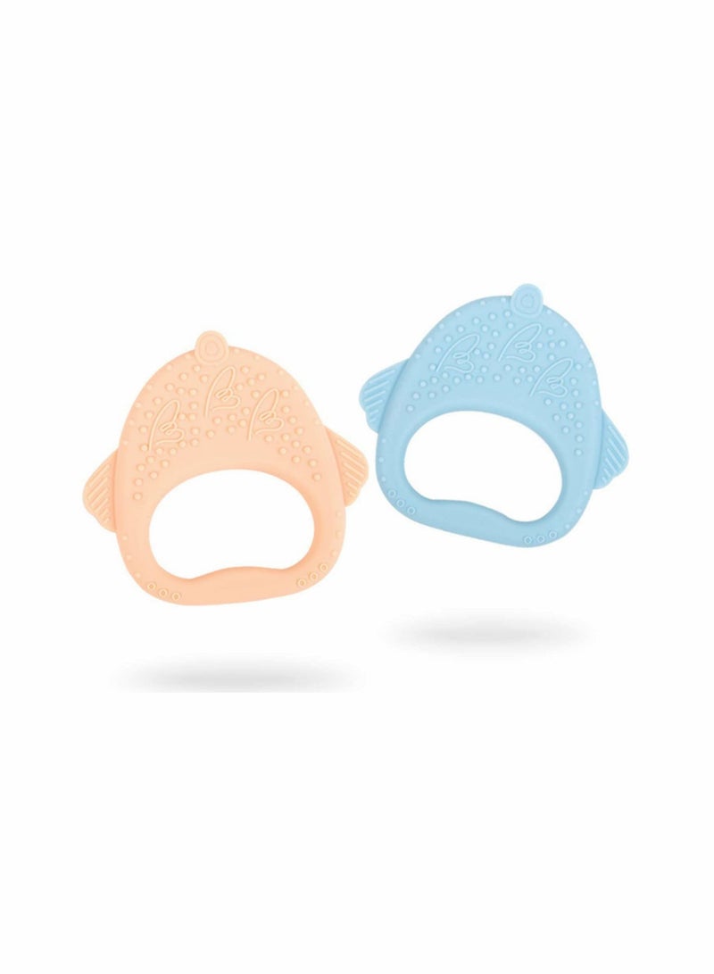 SYOSI 2 Pack Silicone Baby Teething Toys Organic Teether Soft Safe Chewable Baby Teethers Pain Relief Toy BPA Free, for Natural Brain Development, for Little Boy and Girl - Image 3