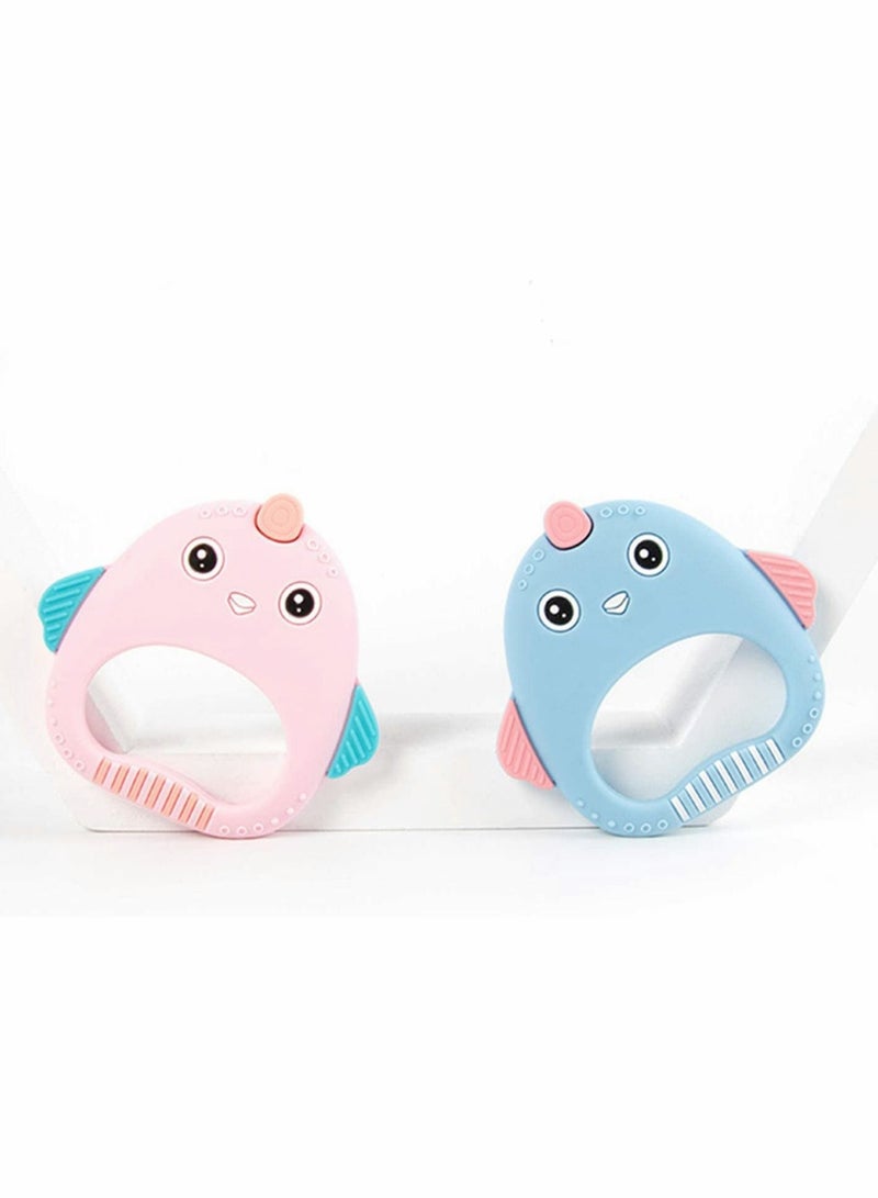 SYOSI 2 Pack Silicone Baby Teething Toys Organic Teether Soft Safe Chewable Baby Teethers Pain Relief Toy BPA Free, for Natural Brain Development, for Little Boy and Girl - Image 4