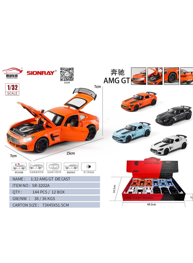 FUNFY Mercedes-Benz AMG GT Scalable Car | Assorted Colors | Plastic & Metal | Openable Doors, Bonnet, Tailgate | LED Lights & Music