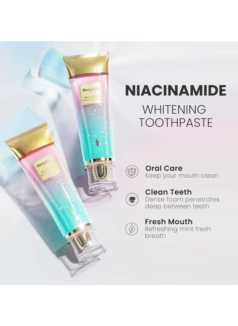 بودي أكسيل Niacinamide تبييض معجون الأسنان, Niacinamide معجون الأسنان, BodyAccel معجون الأسنان, إزالة البقع ثلاثية تبييض معجون الأسنان الطبيعي لطيف, التنفس الطازج  - Image 4