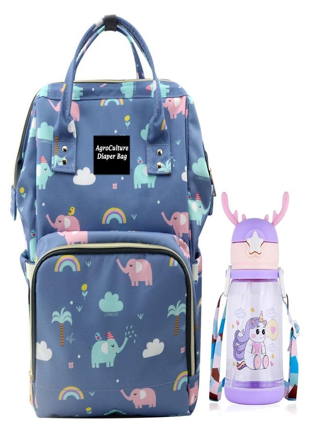 Divine Mart Baby Diaper Bag Kids Travelling Bag with Insulated Bottle Pockets for Toddlers & Infants (Combo of Elephant Bag & Bottle) - Image 1