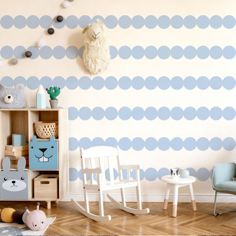 Ladinimo Scallop Border Wall Stickerï¼ŒDoor Edge Scallop Decorative Art Stickersï¼ŒScallop Peel and Stick Borderï¼Œfor Nursery, Kids Bedroom Living Room Home Scandinavian Boho Painting Wall DÃ©cor. (Blue) - Image 3
