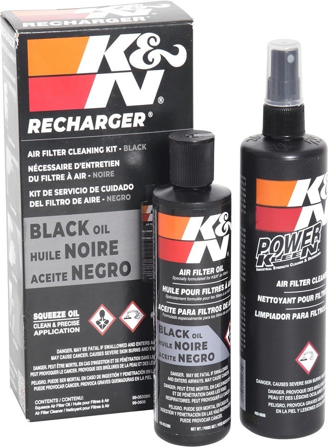 K&N Air Filter Cleaning Kit: Squeeze Bottle Filter Cleaner and Black Oil Kit; Restores Engine Air Filter Performance; Service Kit-99-5050BK - Image 1