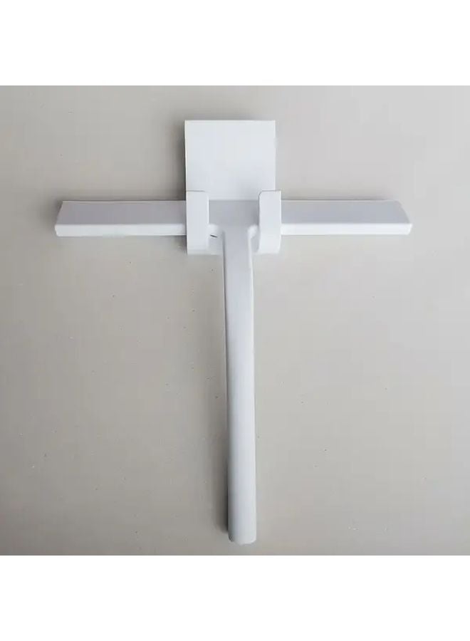 White Shower Scraper 9 Inch No Drill Glass Cleaning Tool Modern Design - Image 1