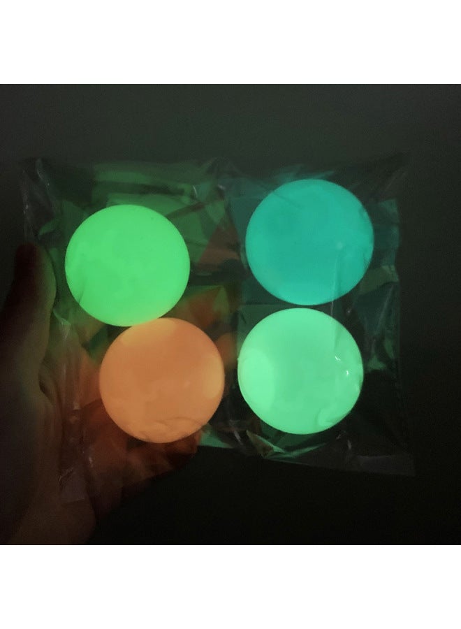 Chattering Luminous Sticky Target Ball Wall Ball Top Suction Ball Pressure Reduction Ball Interactive Top Suction Ball Children's Dart Sticky Ball-Colour:4.5cm Thickened Luminous Air Style Mixed Hair - Image 2