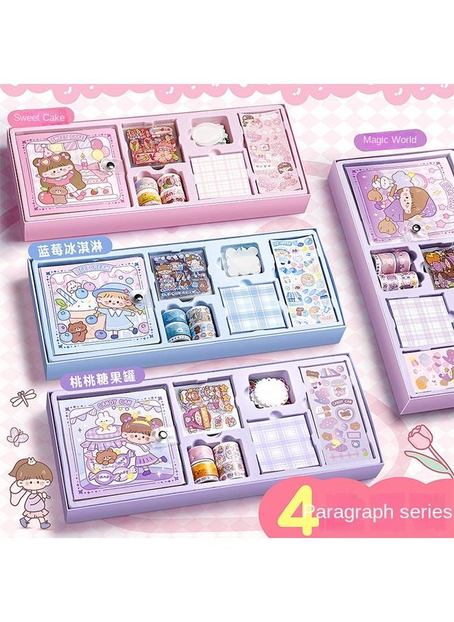 Bluejw Sticker Hand Account Suit Gift Box Full Set Of Tools With Love Primary School Students Hand Account Suit Girl Birthday Gift  - Image 3