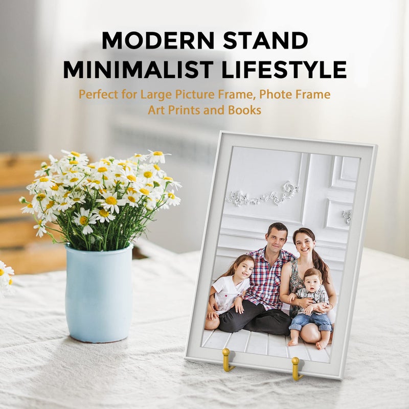 TRLife TR-LIFE 10 Inch Large Plate Stands/Holder for Display - Metal Picture Frame Holder Stand + Small Easels for Decorative Plate, Platter, Book, Plaques, Photo, Tabletop Art (Gold 2 Pack) - Image 4