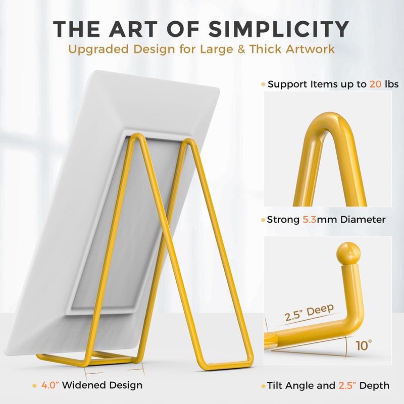 TRLife TR-LIFE 10 Inch Large Plate Stands/Holder for Display - Metal Picture Frame Holder Stand + Small Easels for Decorative Plate, Platter, Book, Plaques, Photo, Tabletop Art (Gold 2 Pack) - Image 2