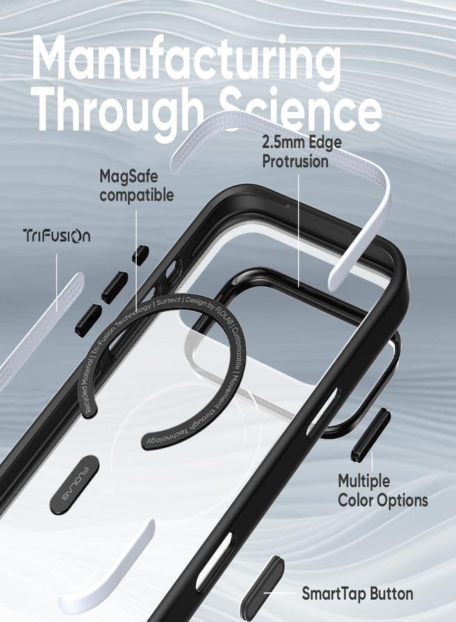 FLOLAB Surtect Tri-Fusion Magnetic for iPhone 17 Pro Case Protective Slim Design Magsafe Compatible Military Grade - Black Matte Translucent - Image 3