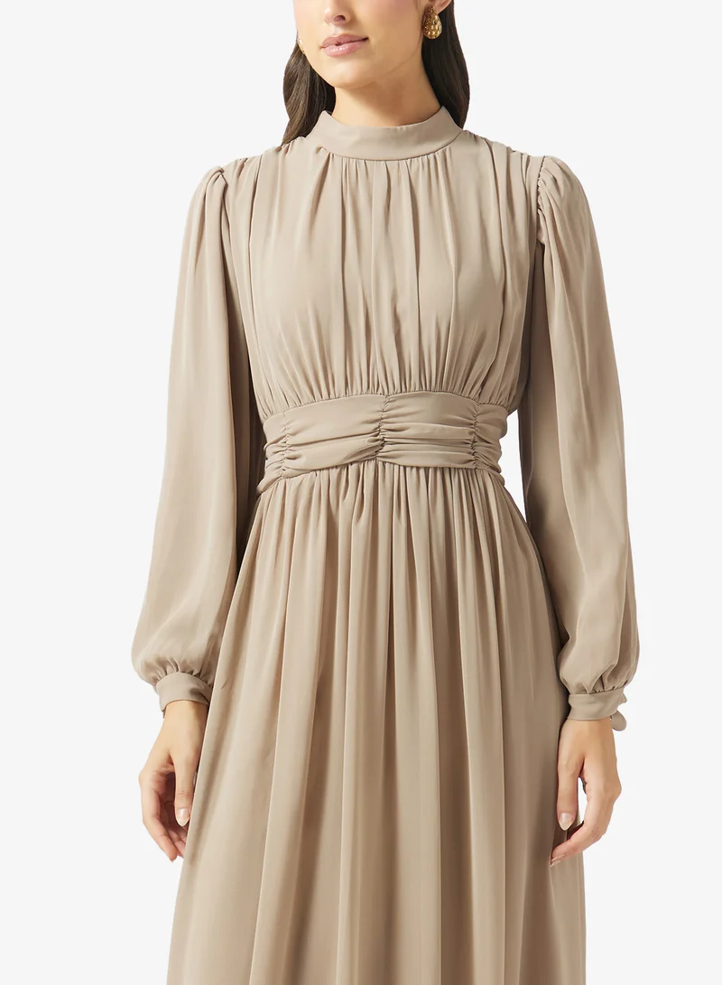 Fyor  Pleated Waist Maxi Dress for Women | Best Price UAE