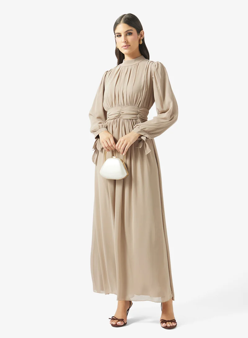 Fyor  Pleated Waist Maxi Dress for Women | Best Price UAE