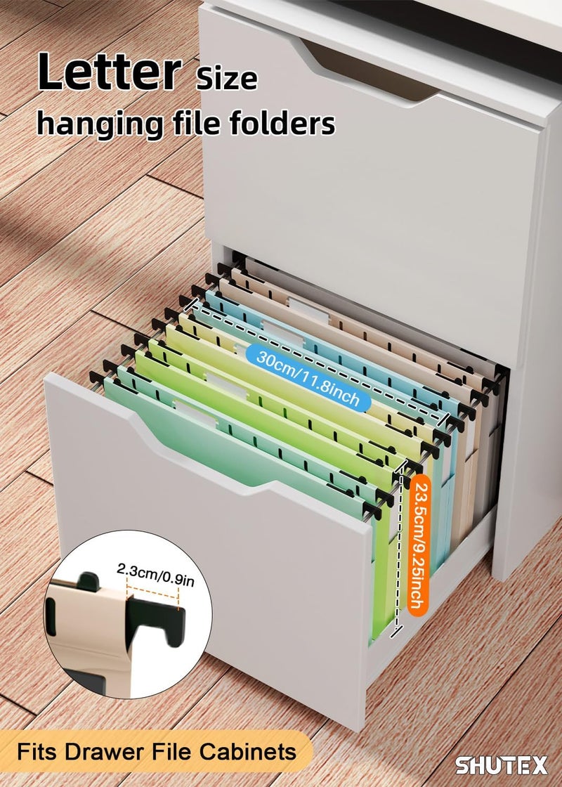 SHUTEX Extra Capacity Plastic Hanging File Folder,12 Pack Reinforced Hang Folders Letter Size, Heavy Duty 1'' Expansion, Filing Cabinet Folders for Bulk Files, Medical Charts, Pastel Colors - Image 2