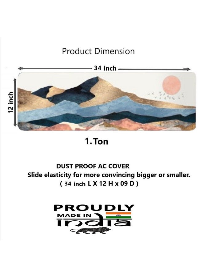 STUTI WORLD غطاء تكييف هواء مصمم جميل من ستوتي وورلد من البوليستر 1 طن، غطاء مطبوع لتكييف الهواء بتصميم قابل للطي لجميع أنواع تكييف الهواء المنفصل 1 طن (91 × 31 × 21.5 سم) (1 طن جبل) - Image 3