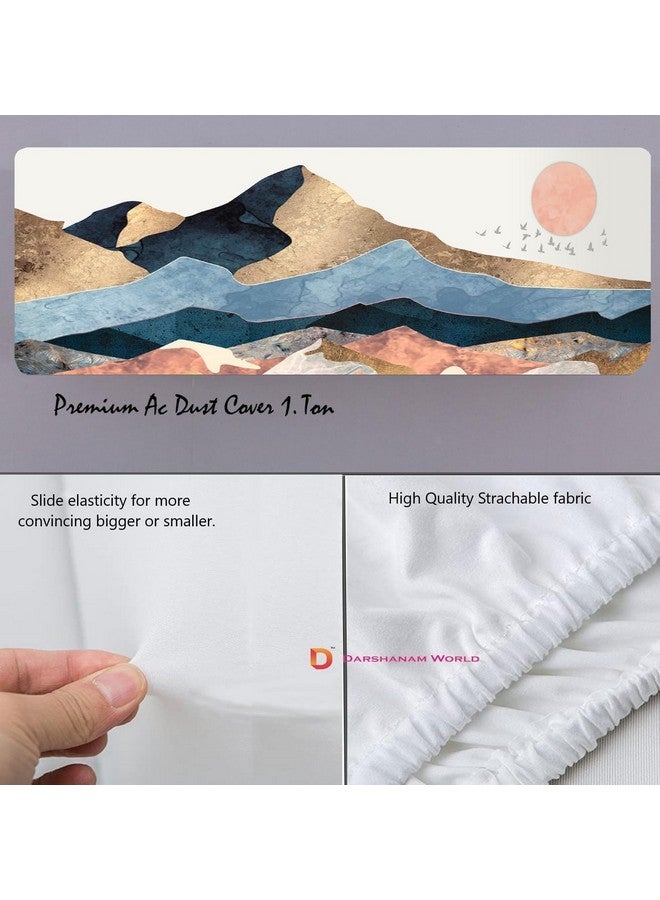 STUTI WORLD غطاء تكييف هواء مصمم جميل من ستوتي وورلد من البوليستر 1 طن، غطاء مطبوع لتكييف الهواء بتصميم قابل للطي لجميع أنواع تكييف الهواء المنفصل 1 طن (91 × 31 × 21.5 سم) (1 طن جبل) - Image 2