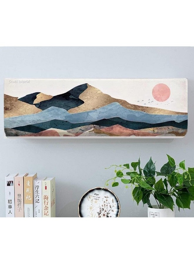 STUTI WORLD غطاء تكييف هواء مصمم جميل من ستوتي وورلد من البوليستر 1 طن، غطاء مطبوع لتكييف الهواء بتصميم قابل للطي لجميع أنواع تكييف الهواء المنفصل 1 طن (91 × 31 × 21.5 سم) (1 طن جبل) - Image 1