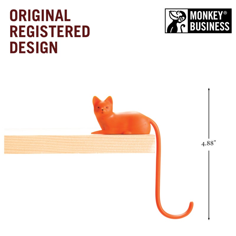 Monkey Business Ginger The Cat Tail Hook for Computer Screen, Tight Spaces, Hang Keys, Accessories in Easy Reach (Orange) - Image 5