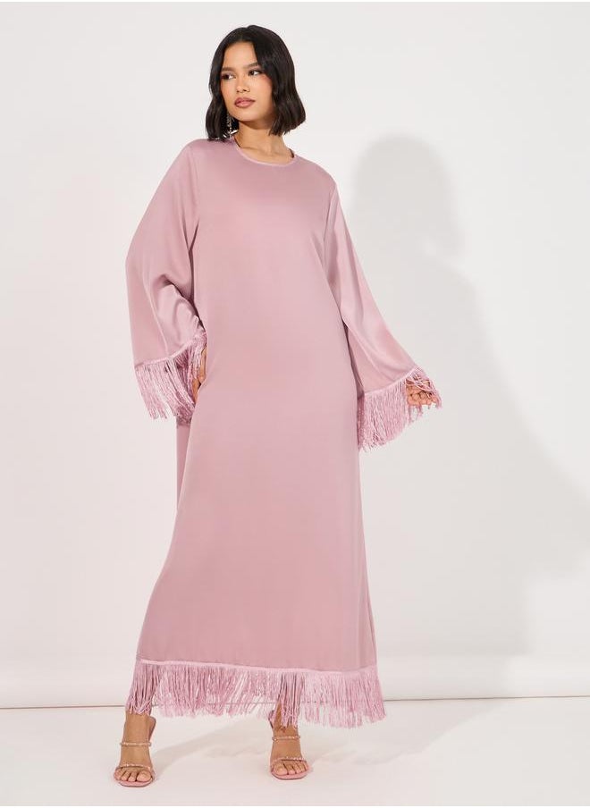 Styli Tasseled Edge Maxi Jalabiya  - Image 4