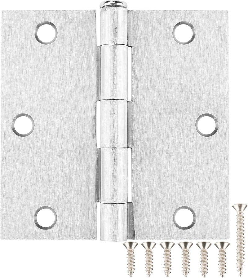 TDCHINGES Brushed Nickel Door Hinges 3.5" X 3.5inch Square 12 Pack Interior Door Hinges for Doors 3 1/2" Door Hardware Silver Exterior Satin Nickel Hinges For Bedroom,School,Apartment,Office,House,Hospital,Coop - Image 1