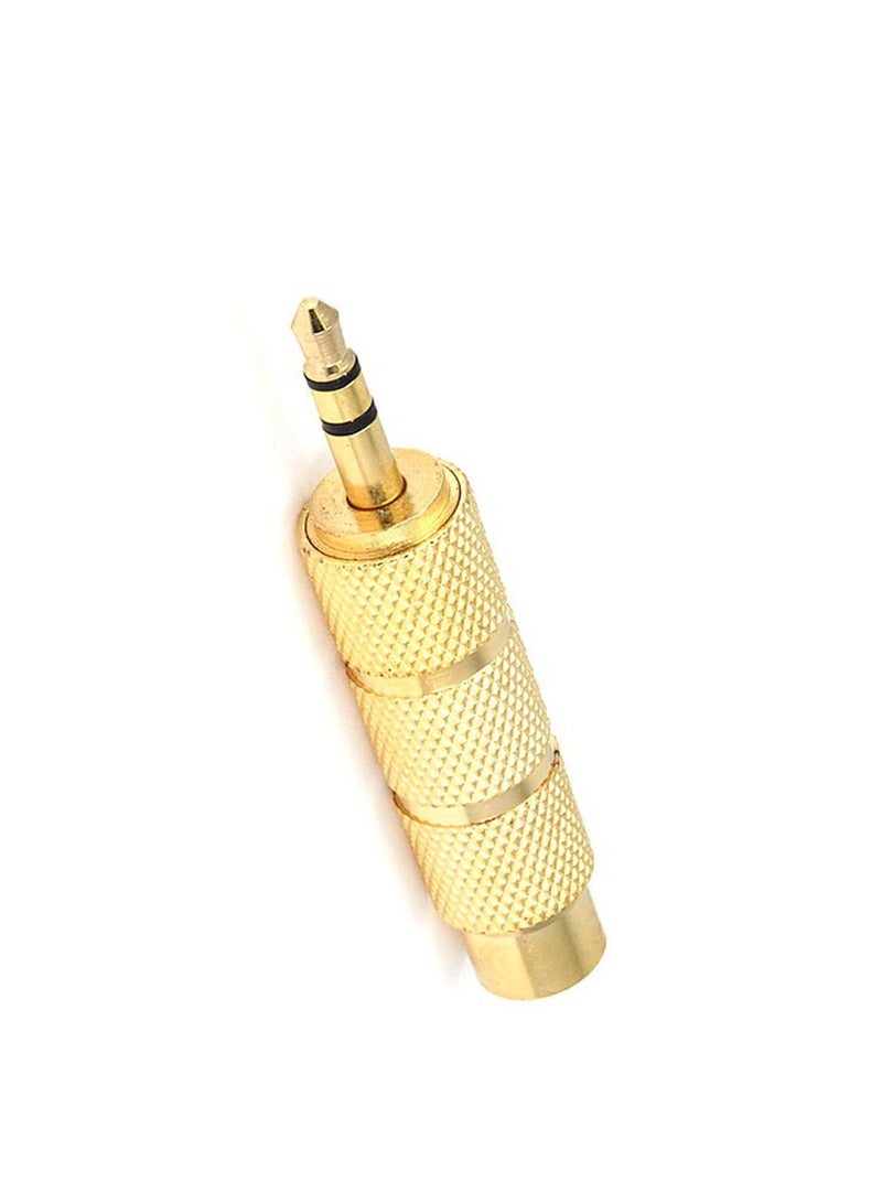 Keendex kx2314 aux 3.5mm male to aux 6.35mm female trs audio jack adapter - gold - Image 2