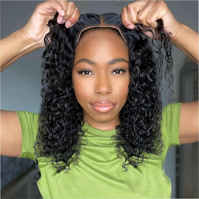 Deep Wave Bob Wig Human Hair 200 Density 5x5 Hd Lace Closure Wigs Human Hair Bob Wigs For Black Women Human Hair Wear And Go Glueless Wigs Curly Bob Wig Human Hair Wig Deep Wave Wig 14 Inch