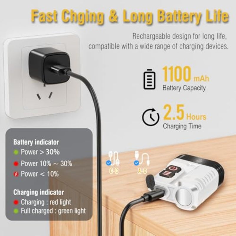 مصباح LED صغير قوي مسطح EDC مع مشبك، فائق السطوع 1600 لومن USB A/C-C قابل لإعادة الشحن بجيب صغير على شكل سلسلة مفاتيح فلاش مع ضوء أحمر أبيض دافئ، 10 أوضاع، IP68 مقاوم للماء - Image 5