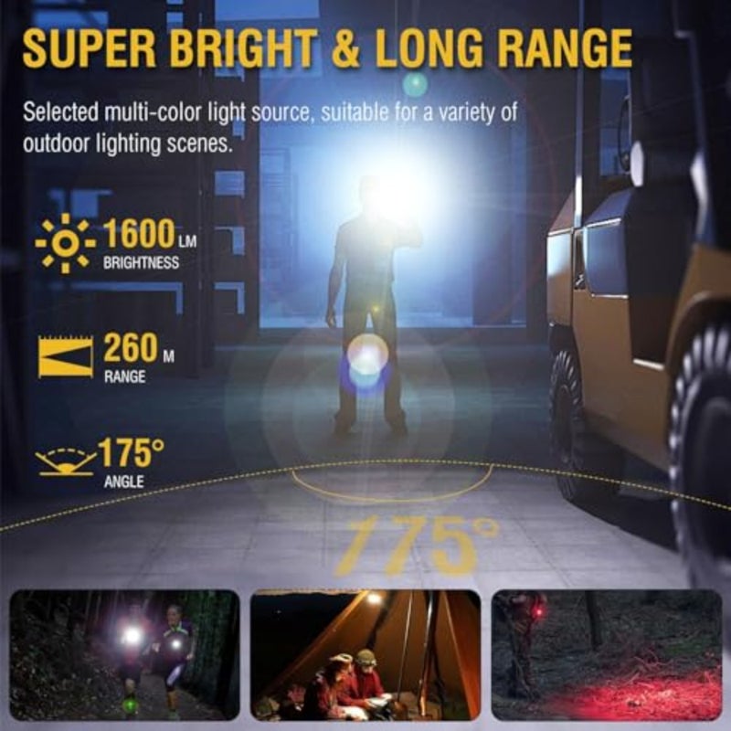 مصباح LED صغير قوي مسطح EDC مع مشبك، فائق السطوع 1600 لومن USB A/C-C قابل لإعادة الشحن بجيب صغير على شكل سلسلة مفاتيح فلاش مع ضوء أحمر أبيض دافئ، 10 أوضاع، IP68 مقاوم للماء - Image 2